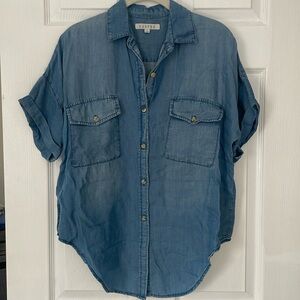 Francesca’s silky denim oversized top
